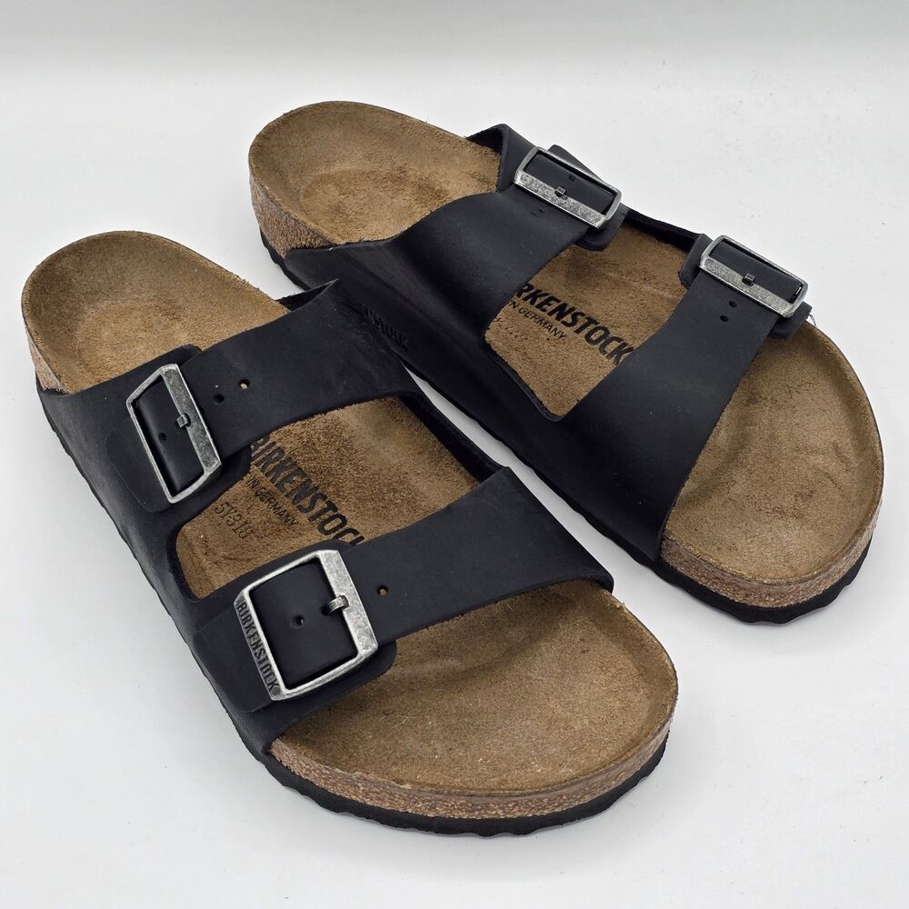 Birkenstock Arizona Sandals Unisex Black Birko-Flor Regular Fit Size 41 L10 M8 - Picture 2 of 6